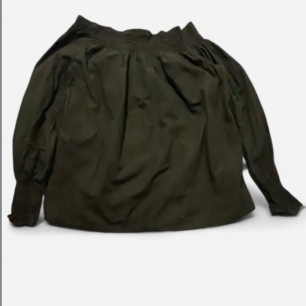 Zara Dark Olive Off-the-Shoulder Long Sleeve Blouse
